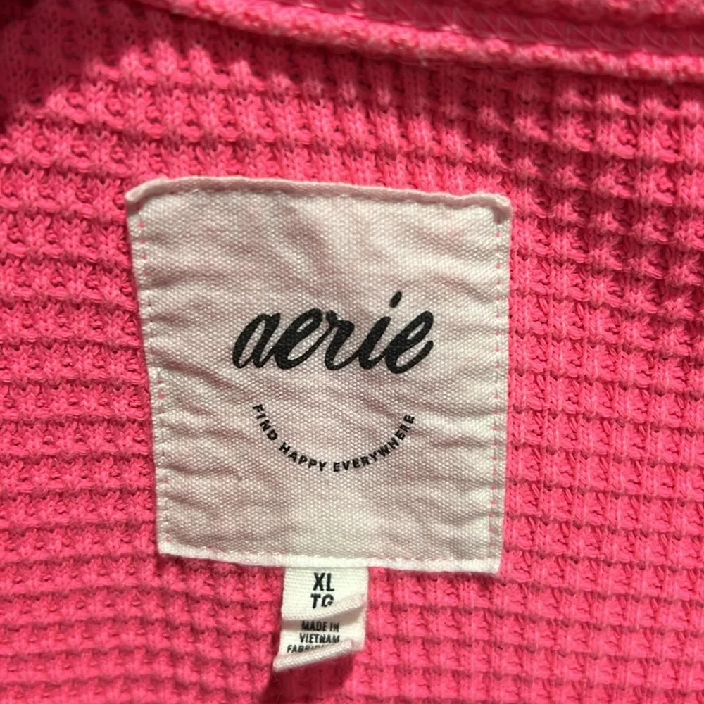 Aerie Vibrant Pink Waffle Knit Cardigan - Picture 2 of 3